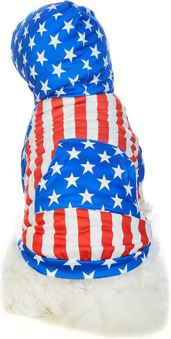 ملابس الحيوانات الأليفة بغطاء للرأس للكلاب الصغيرة من الرابع من يوليو، قمصان بعلم الولايات المتحدة الأمريكية للجرو، ملابس بعلم أمريكي، تي شيرت صيفي (S) in Kuwait