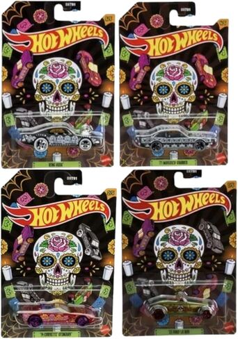 Hot Wheels 2023 Dia De Los Muertos Halloween Set of 4 Diecast Vehicles from DXT91-956F Release in Saudi Arabia