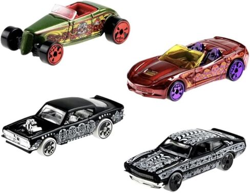 Hot Wheels 2023 Dia De Los Muertos Halloween Set of 4 Diecast Vehicles from DXT91-956F Release in Saudi Arabia