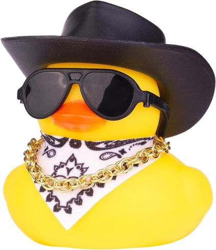 Duck Car Ornament for Dashboard with Mini Cowboy Hat, Scarf Necklace, and Sunglasses (Pink) in Kuwait