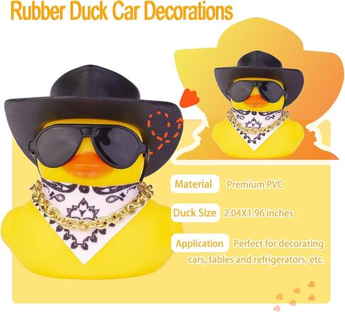 Duck Car Ornament for Dashboard with Mini Cowboy Hat, Scarf Necklace, and Sunglasses (Pink) in Kuwait