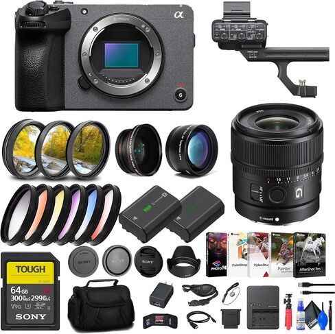 Sony FX30 Digital Cinema Camera with XLR Handle Unit (ILME-FX30) + Sony E 15mm G Lens + 64GB SF-G Tough Card + Filter Kit + Wide Angle Lens + Telephoto Lens + Lens Hood + More (Renewed) in Saudi Arabia