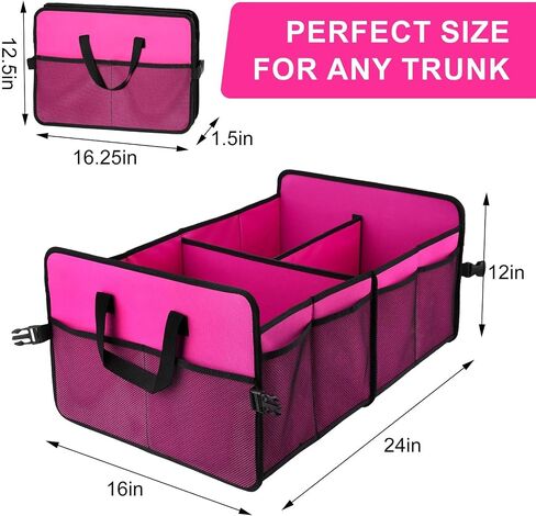 Trunk Organizer for Car, 72L Large Capacity Car Trunk Organizer, Collapsible Multiple Compartments Trunk Organizers,Suitable for A Variety of Cars, SUV, Mini-Van, Beige in Saudi Arabia
