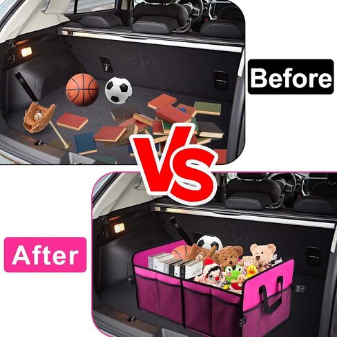 Trunk Organizer for Car, 72L Large Capacity Car Trunk Organizer, Collapsible Multiple Compartments Trunk Organizers,Suitable for A Variety of Cars, SUV, Mini-Van, Beige in Saudi Arabia