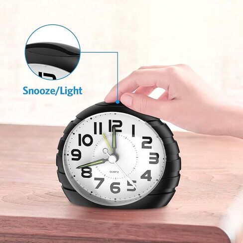 AMIR 4.2" Silent Alarm Clocks Bedside Non Ticking, Battery Powered Analog Clock with Large Display Snooze Night Light Function for Heavy Sleepers, Kids, Elder Bedroom Office in Saudi Arabia