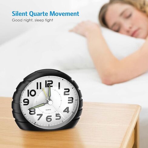 AMIR 4.2" Silent Alarm Clocks Bedside Non Ticking, Battery Powered Analog Clock with Large Display Snooze Night Light Function for Heavy Sleepers, Kids, Elder Bedroom Office in Saudi Arabia