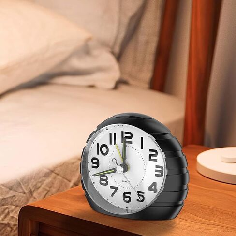 AMIR 4.2" Silent Alarm Clocks Bedside Non Ticking, Battery Powered Analog Clock with Large Display Snooze Night Light Function for Heavy Sleepers, Kids, Elder Bedroom Office in Saudi Arabia