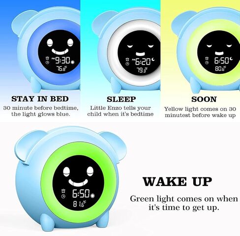 Kids Alarm Clock for Kids, Toddlers Sleep Training Clock with Sound Machine, Night Light, Nap Timer, Temperature Detect, Ok to Wake Alarm Clock for Boys Girls Bedroom in Saudi Arabia