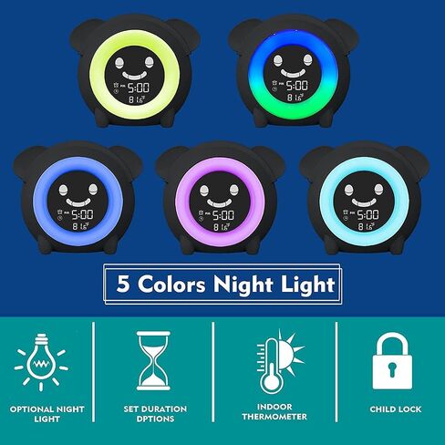 Kids Alarm Clock for Kids, Toddlers Sleep Training Clock with Sound Machine, Night Light, Nap Timer, Temperature Detect, Ok to Wake Alarm Clock for Boys Girls Bedroom in Saudi Arabia