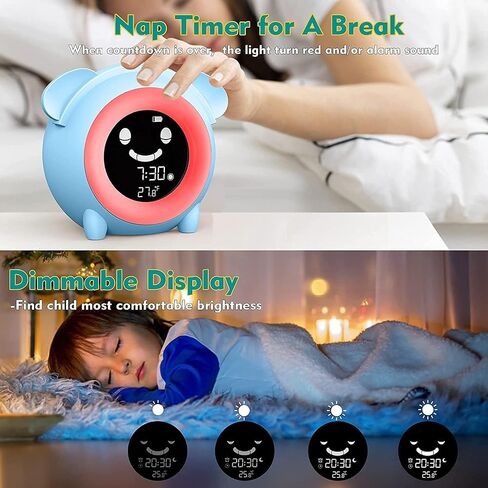 Kids Alarm Clock for Kids, Toddlers Sleep Training Clock with Sound Machine, Night Light, Nap Timer, Temperature Detect, Ok to Wake Alarm Clock for Boys Girls Bedroom in Saudi Arabia