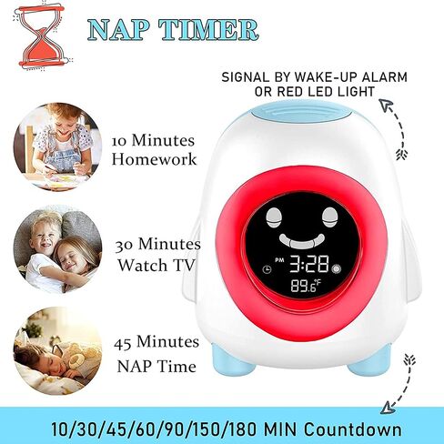 Kids Alarm Clock for Kids, Toddlers Sleep Training Clock with Sound Machine, Night Light, Nap Timer, Temperature Detect, Ok to Wake Alarm Clock for Boys Girls Bedroom in Saudi Arabia