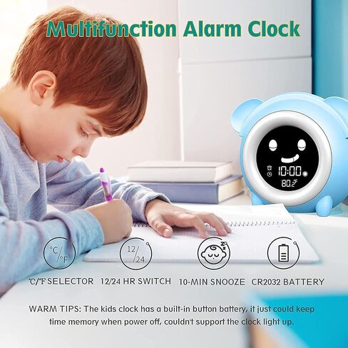 Kids Alarm Clock for Kids, Toddlers Sleep Training Clock with Sound Machine, Night Light, Nap Timer, Temperature Detect, Ok to Wake Alarm Clock for Boys Girls Bedroom in Saudi Arabia