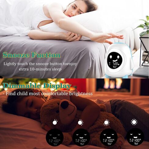 Kids Alarm Clock for Kids, Toddlers Sleep Training Clock with Sound Machine, Night Light, Nap Timer, Temperature Detect, Ok to Wake Alarm Clock for Boys Girls Bedroom in Saudi Arabia