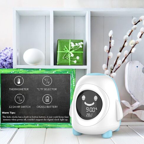 Kids Alarm Clock for Kids, Toddlers Sleep Training Clock with Sound Machine, Night Light, Nap Timer, Temperature Detect, Ok to Wake Alarm Clock for Boys Girls Bedroom in Saudi Arabia