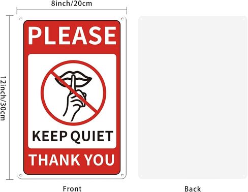 GLOBLELAND Please Keep Quiet Sign 8x12 inches 35 Mil Aluminum Quiet Please Metal Sign for Office Home Bedroom School Salon or Commerical Use, UV Protected and Waterproof in Saudi Arabia