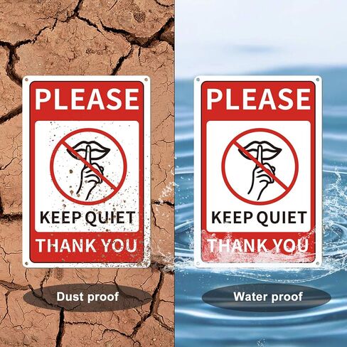 GLOBLELAND Please Keep Quiet Sign 8x12 inches 35 Mil Aluminum Quiet Please Metal Sign for Office Home Bedroom School Salon or Commerical Use, UV Protected and Waterproof in Saudi Arabia