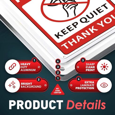 GLOBLELAND Please Keep Quiet Sign 8x12 inches 35 Mil Aluminum Quiet Please Metal Sign for Office Home Bedroom School Salon or Commerical Use, UV Protected and Waterproof in Saudi Arabia