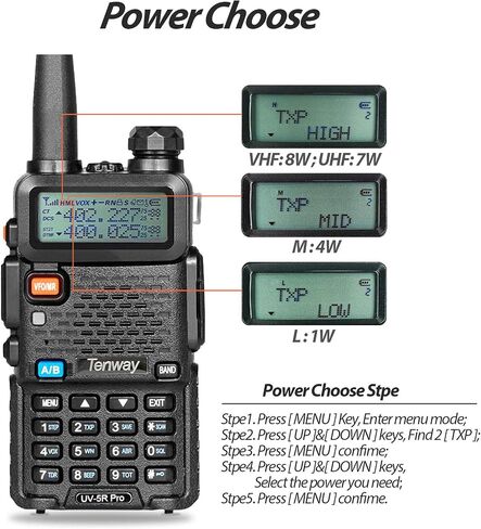 Ham Radio Walkie Talkie UV-5R Pro Dual Band Two Way Radio with one More 3800mAh Battery and Handheld Speaker Mic and Antenna and USB Programming Cable Black in Saudi Arabia