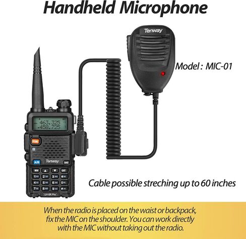 Ham Radio Walkie Talkie UV-5R Pro Dual Band Two Way Radio with one More 3800mAh Battery and Handheld Speaker Mic and Antenna and USB Programming Cable Black in Saudi Arabia
