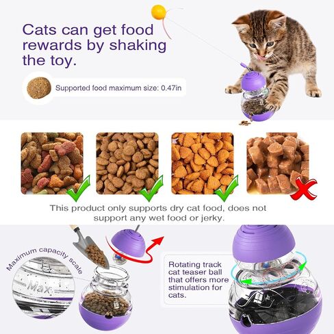 Cat Interactive Toys forcat Wand Toy Indoor cat nip Toys cat cat Wand Toy Cat Kitten Wand Toy Kitty Funny Balls Slow Food Dispenser Feeder Treat Dispensing Feeding Purple in Saudi Arabia