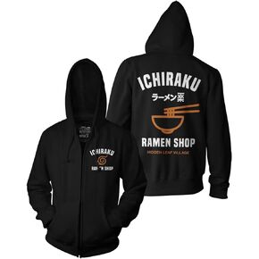 Ripple Junction Naruto Shippuden Ichiraku Ramen Shop Anime Adult Fleece Zip-Up Hoodie Officially Licensed