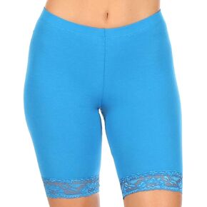 Sakkas Cotton Blend Lace Trim Stretch Bike Shorts - Made in USA