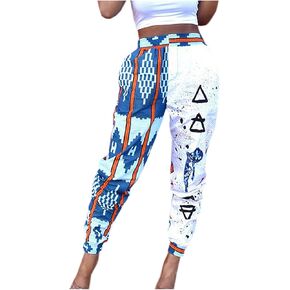 Multifit Women’s Boho African Print Pants Casual High Waist Jogger Harem Pants Trousers