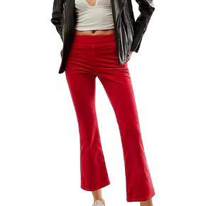 Women High Waist Velvet Flared Pants Y2k Vintage Slim Fit Palazzo Ribbed Bell Bottoms Trousers Cropped Pants