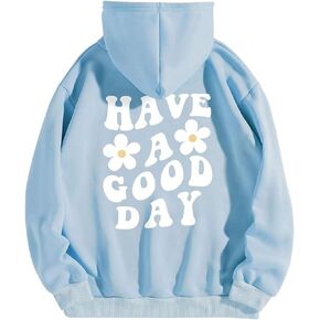 Women Oversized Letter Graphic Print Aesthetic Hoodies Preppy Hooded Sweatshirt Trendy Fleece Hoodie Pullover Top