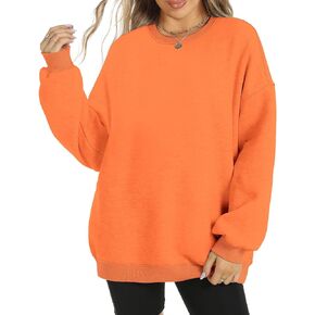 FANCYINN المرأة عادية Crewneck بلوزات طويلة الأكمام فضفاضة تناسب Pollover لينة الصلبة كنزة بغطاء رأس من الصوف خريف شتاء القمم