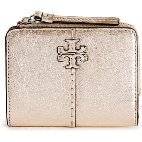 محفظة نسائية من Tory Burch Mcgraw Metallic ثنائية الطي، ذهبية، مقاس واحد in Kuwait