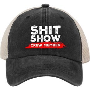 ODCRAT Baseball Cap Shit Show Crew Member Baseball Cap for Women Graphic Denim Hats Adjustable