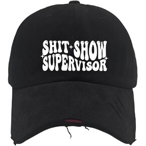 ODCRAT Baseball Cap Shit Show Crew Member Baseball Cap for Women Graphic Denim Hats Adjustable