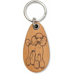 Poodle - Genuine Leather Keychain - Pet Key Fobs