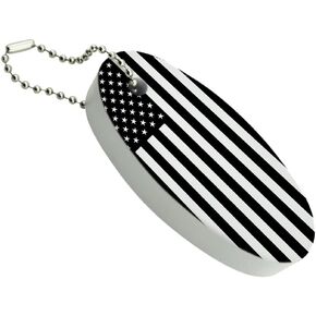 GRAPHICS & MORE Subdued Reverse American USA Flag Black White Military Tactical Floating Keychain Oval Foam Fishing Boat Buoy Key Float