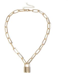 COLORFUL BLING Simple Lock Key Pendant Necklace Multilayer Long Paperclip Chain Punk Choker Necklace for Women Girls Men Statement Jewelry