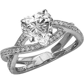 14K White Gold 1.5 to 5.5 Carat LAB GROWN DIAMOND Eternity Love Criss Cross Twisting Split Shank Heart Cut Diamond Engagement Ring (D-E Color VS1-VS2 Clarity)