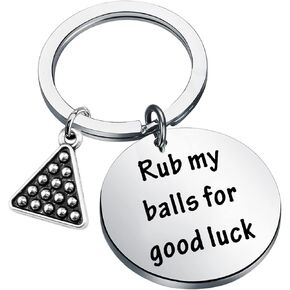 HOLLP Billiards Jewelry Pool Balls Gift Rub My Balls for Good Luck Keychain Women Man