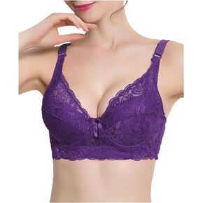 uxcell Women Full Cup Bras Breathable Comfort Floral Lace Full Coverage Non Padded Underwired Bra