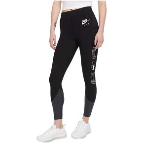 Nike Women's Air High-Waisted Graphic Legging, Black/Dark Smoke Grey-white, Small