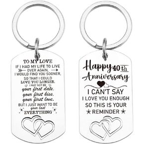 Anniversary Keychain for Husband Wife,Valentines Day Gifts to My Love Man Engraved Keychain