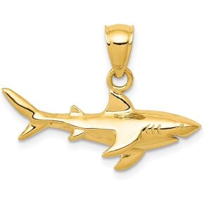 Diamond2Deal 14k Yellow Gold Shark Pendant Fine Jewelry for Women (L- 18 mm W- 24 mm)
