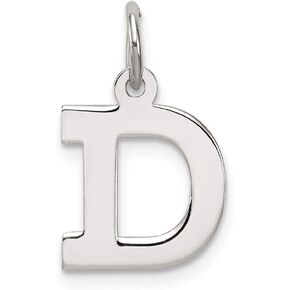 Solid 925 Sterling Silver Pendant Small Block Initial Letter D Charm (16mm x 10mm)