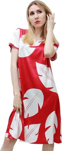 PROCOS Leaf Dress فستان أميرة هاواي التنكري باللونين الأحمر والأبيض لعيد الميلاد فساتين يومية غير رسمية in Kuwait