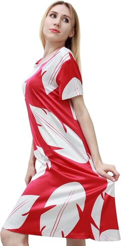 PROCOS Leaf Dress فستان أميرة هاواي التنكري باللونين الأحمر والأبيض لعيد الميلاد فساتين يومية غير رسمية in Kuwait