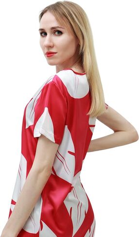 PROCOS Leaf Dress فستان أميرة هاواي التنكري باللونين الأحمر والأبيض لعيد الميلاد فساتين يومية غير رسمية in Kuwait