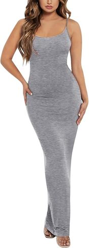 فستان نسائي طويل بحزام سباغيتي بدون أكمام ورقبة واسعة وظهر مفتوح وفساتين طويلة مثيرة in Kuwait