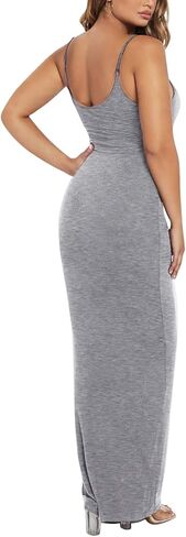 فستان نسائي طويل بحزام سباغيتي بدون أكمام ورقبة واسعة وظهر مفتوح وفساتين طويلة مثيرة in Kuwait