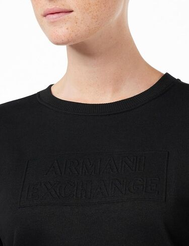 A｜X ARMANI EXCHANGE Women's French Terry Embossed Logo Pullover Sweatshirt in Saudi Arabia