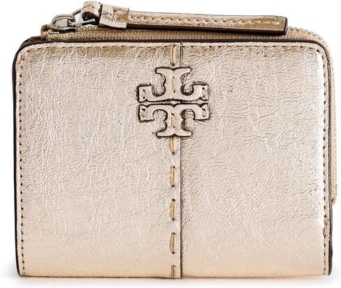 محفظة نسائية من Tory Burch Mcgraw Metallic ثنائية الطي، ذهبية، مقاس واحد in Kuwait
